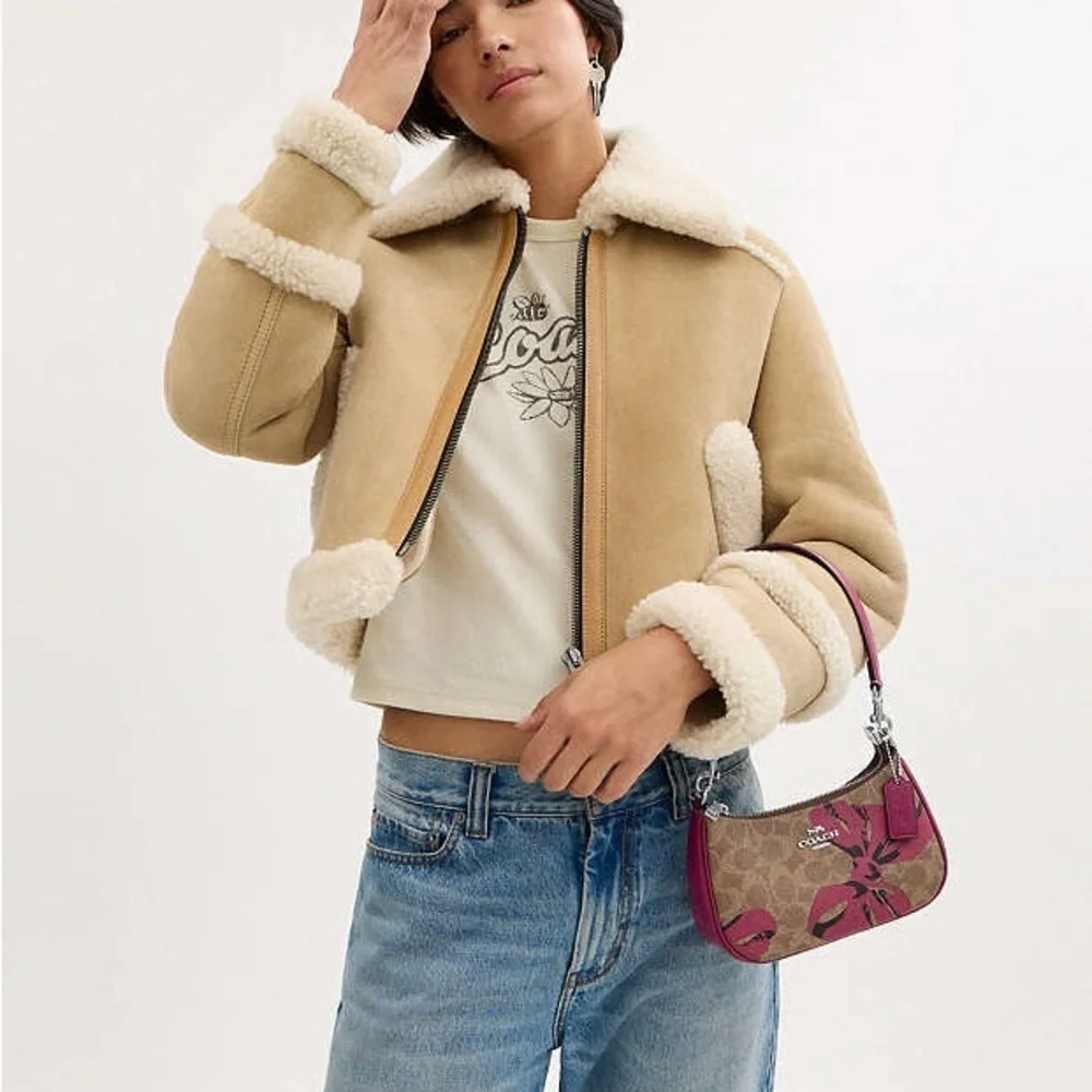 New COACH Teri Mini Crossbody Bag In Signature Canvas With Bow Print